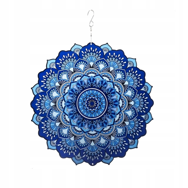 OZDOBA WISZĄCA MANDALA 3D DEKORACJA DO OGRODU POKOJU 12" NIEBIESKA