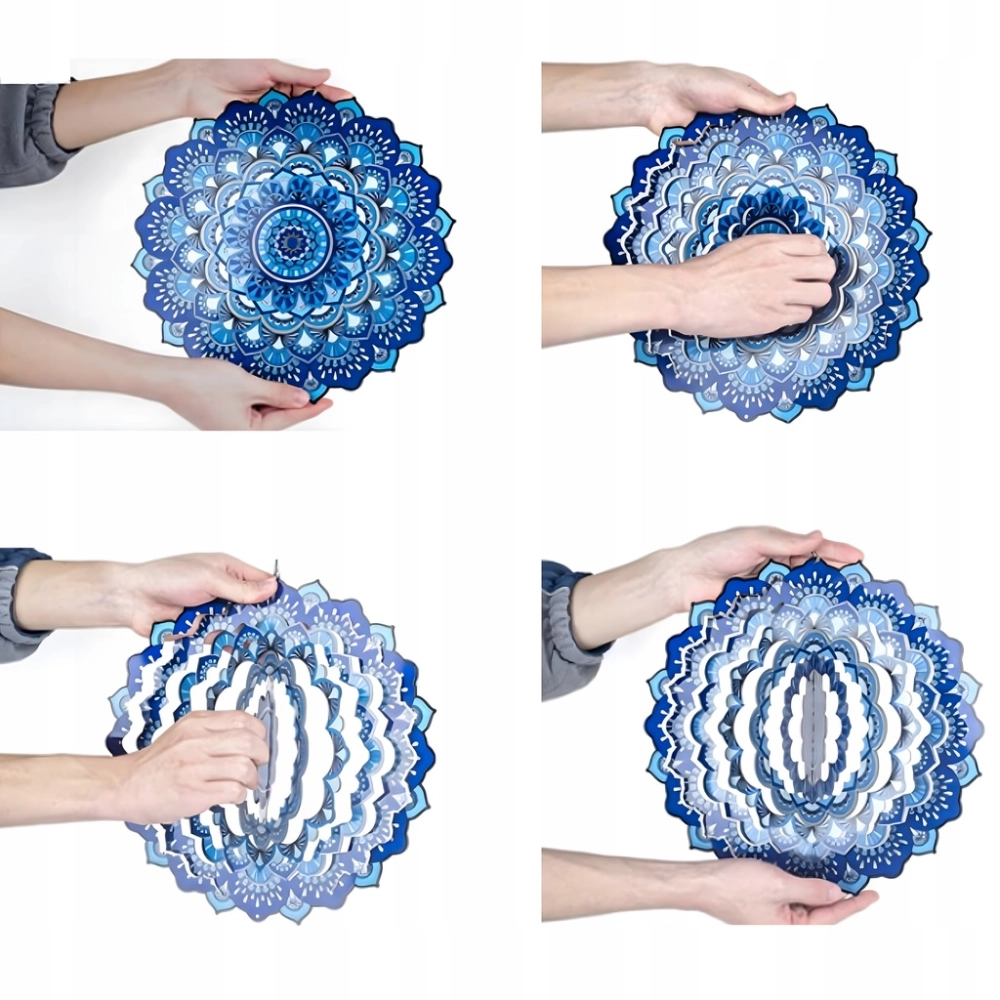 OZDOBA WISZĄCA MANDALA 3D DEKORACJA DO OGRODU POKOJU 12" NIEBIESKA