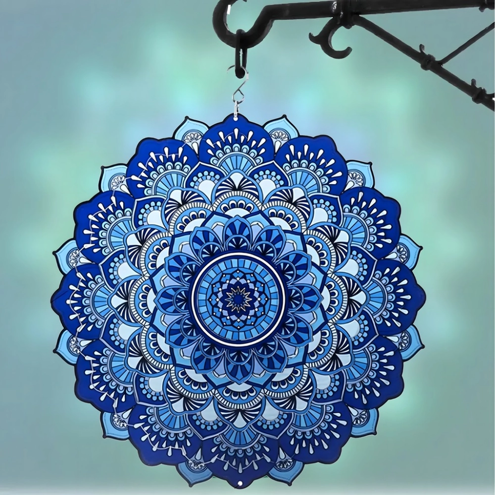 OZDOBA WISZĄCA MANDALA 3D DEKORACJA DO OGRODU POKOJU 12" NIEBIESKA