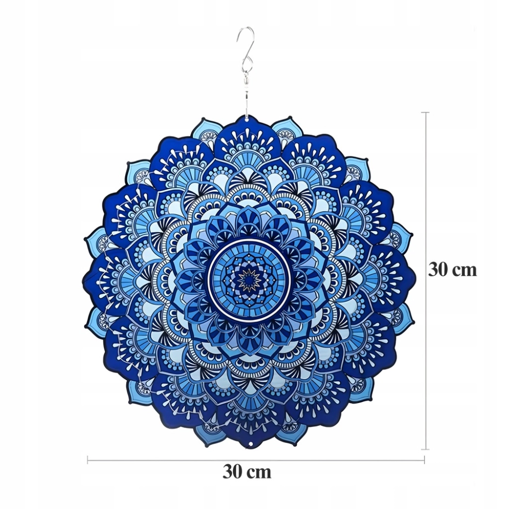 OZDOBA WISZĄCA MANDALA 3D DEKORACJA DO OGRODU POKOJU 12" NIEBIESKA