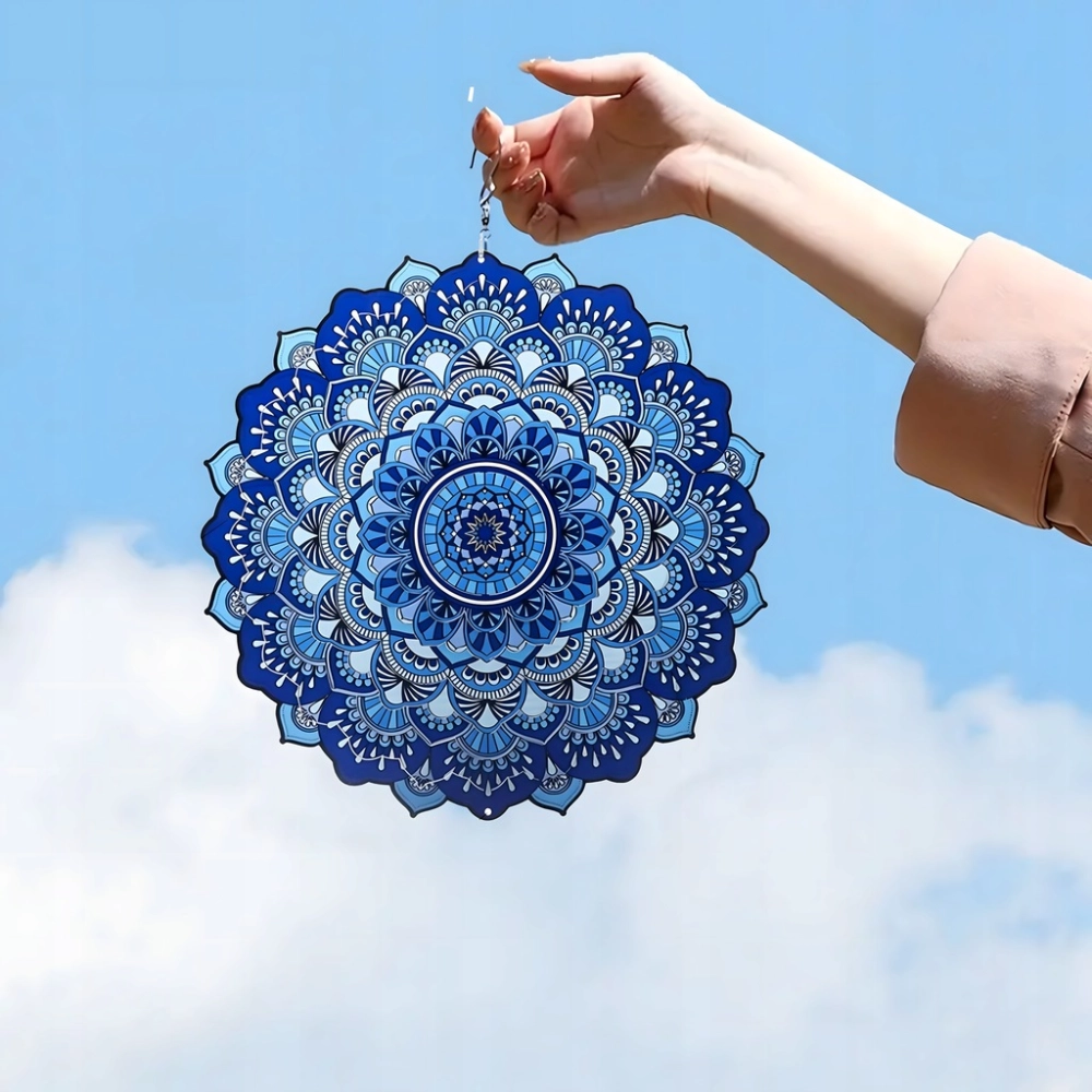 OZDOBA WISZĄCA MANDALA 3D DEKORACJA DO OGRODU POKOJU 12" NIEBIESKA