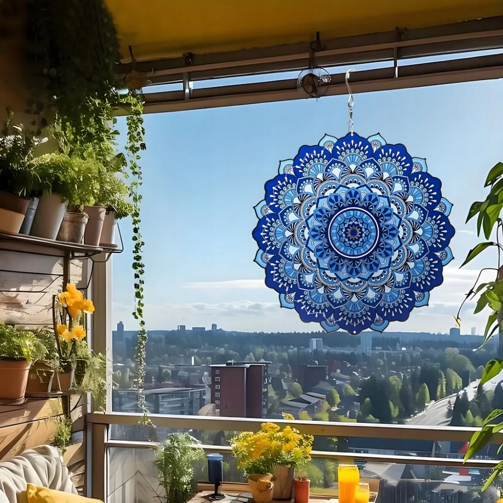 OZDOBA WISZĄCA MANDALA 3D DEKORACJA DO OGRODU POKOJU 12" NIEBIESKA