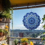 OZDOBA WISZĄCA MANDALA 3D DEKORACJA DO OGRODU POKOJU 12" NIEBIESKA