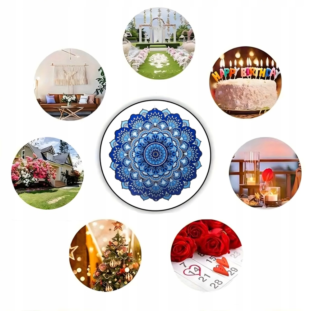 OZDOBA WISZĄCA MANDALA 3D DEKORACJA DO OGRODU POKOJU 12" NIEBIESKA