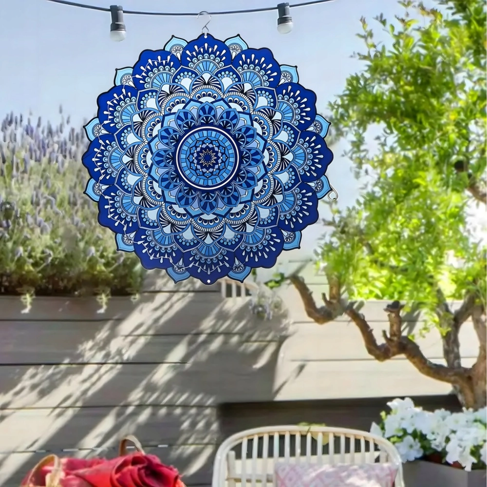 OZDOBA WISZĄCA MANDALA 3D DEKORACJA DO OGRODU POKOJU 12" NIEBIESKA
