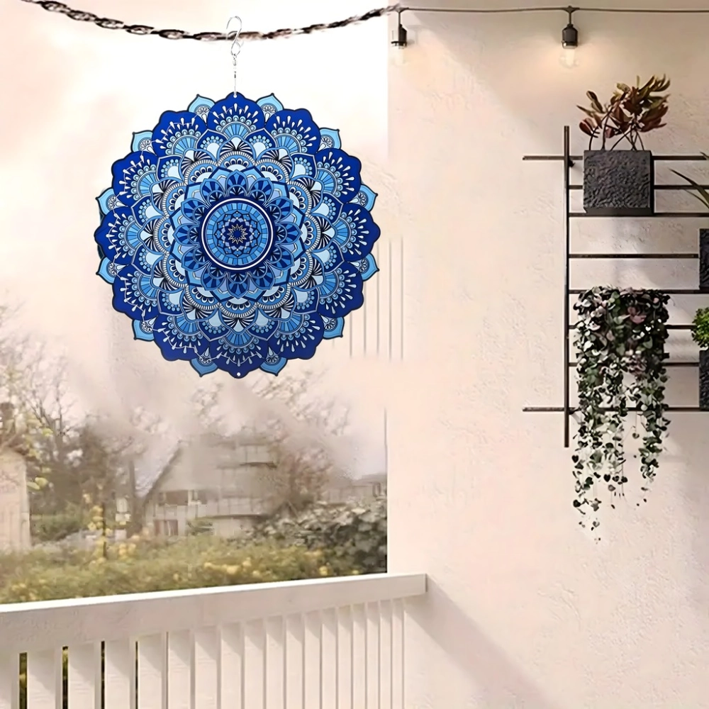 OZDOBA WISZĄCA MANDALA 3D DEKORACJA DO OGRODU POKOJU 12" NIEBIESKA