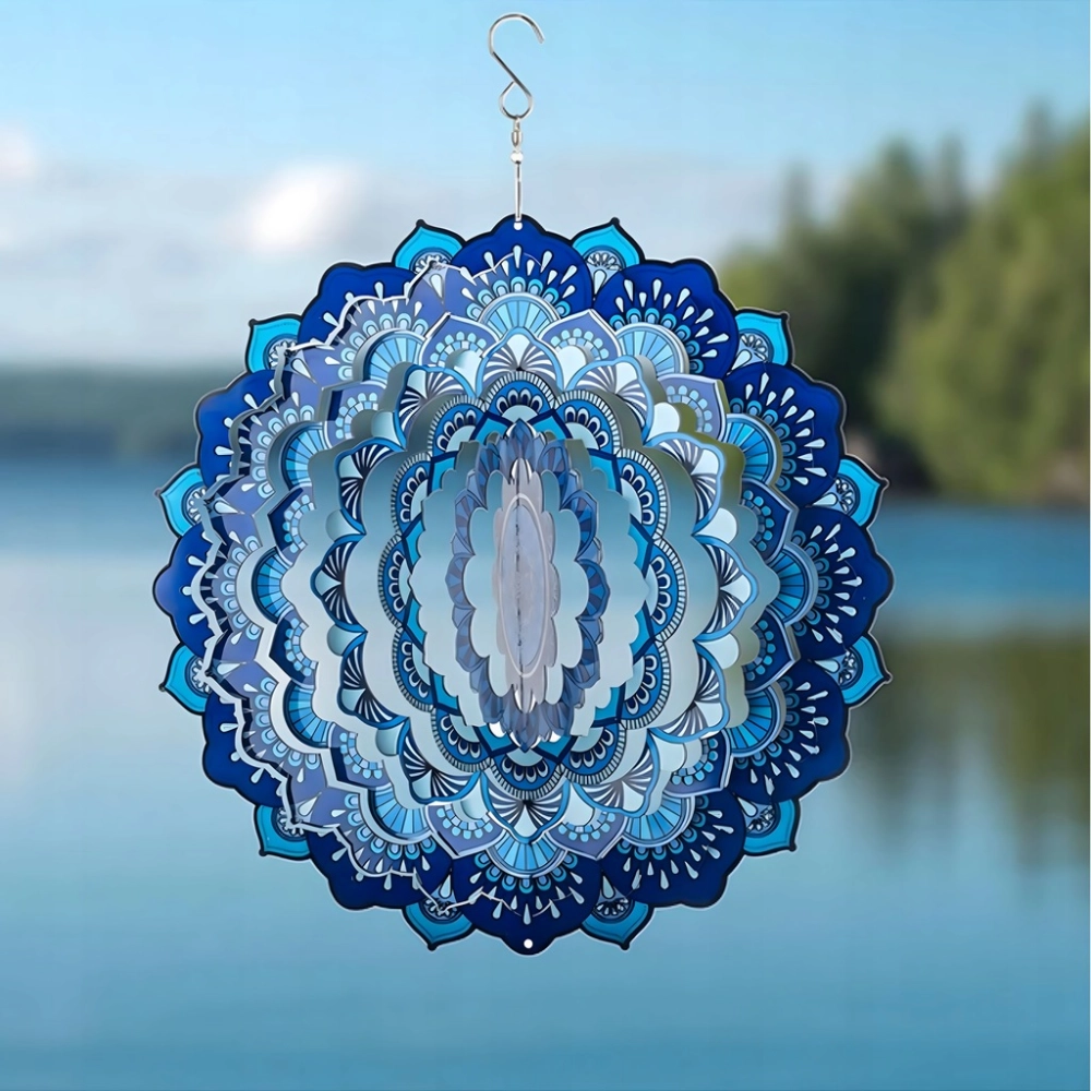 OZDOBA WISZĄCA MANDALA 3D DEKORACJA DO OGRODU POKOJU 12" NIEBIESKA