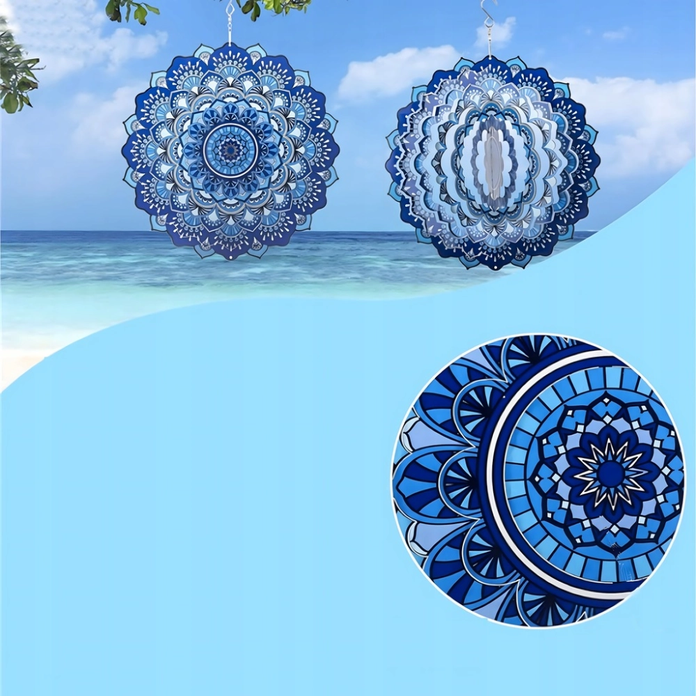 OZDOBA WISZĄCA MANDALA 3D DEKORACJA DO OGRODU POKOJU 12" NIEBIESKA