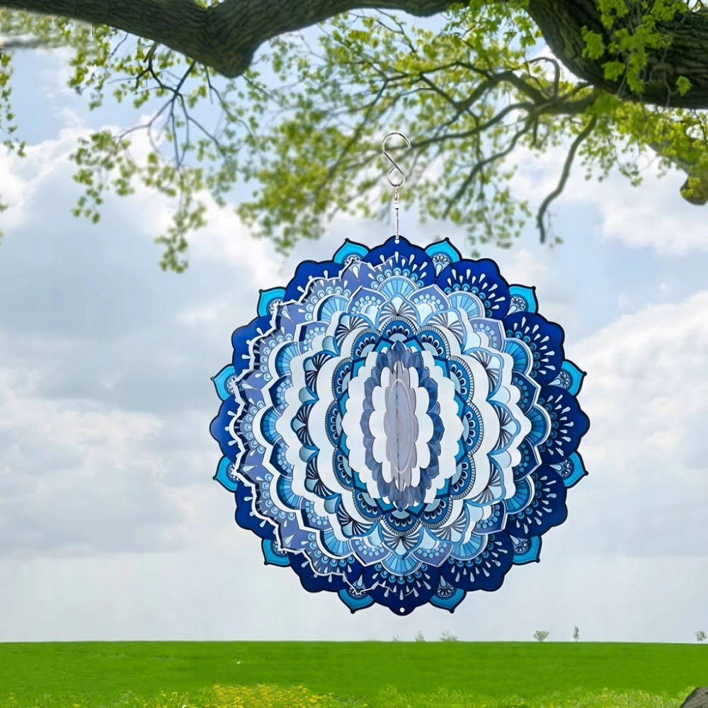 OZDOBA WISZĄCA MANDALA 3D DEKORACJA DO OGRODU POKOJU 12" NIEBIESKA
