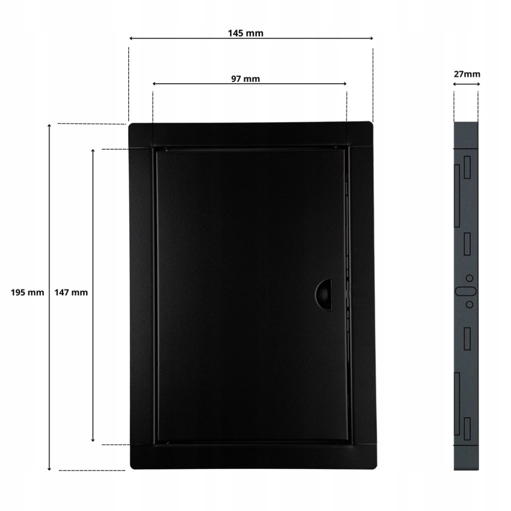 DRZWICZKI REWIZYJNE METALOWE WYCZYSTKA NA ZATRZASK 10x15 CM CZARNE METAL