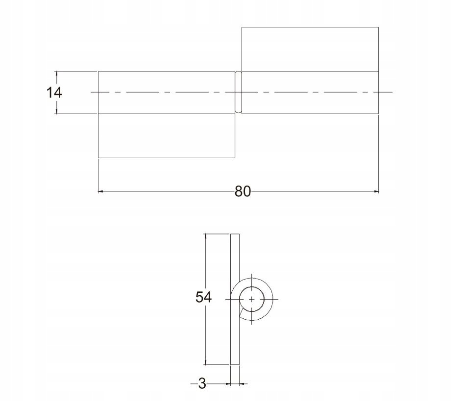 ZAWIAS DO SPAWANIA SKRZYDEŁKA M3 14x80 x54x3mm