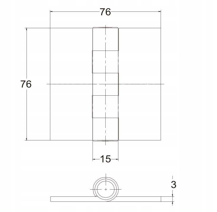 ZAWIAS DO SPAWANIA PŁASKI GRUBY CZARNY 75x75x3mm