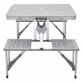 SKŁADANY STOLIK STÓŁ TURYSTYCZNY KEMPINGOWY ALUMINIOWY PODRÓŻNY Z ŁAWKAMI