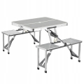 SKŁADANY STOLIK STÓŁ TURYSTYCZNY KEMPINGOWY ALUMINIOWY PODRÓŻNY Z ŁAWKAMI