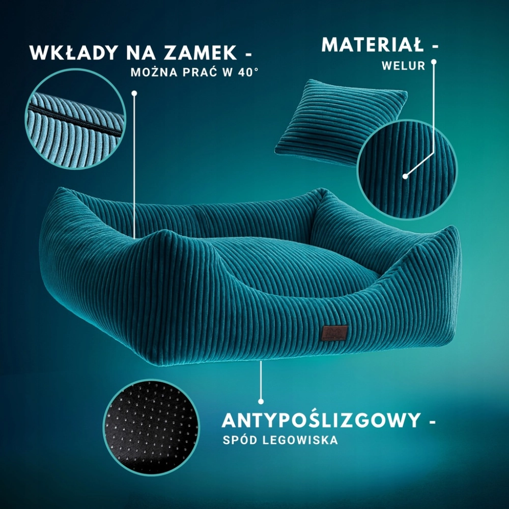 LEGOWISKO DLA PSA POSŁANIE PRĄŻKOWANE MIĘTA 80x70 PODUSZKA MATERAC MIĘTOWY