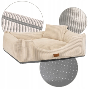 LEGOWISKO DLA PSA POSŁANIE PRĄŻKOWANE KREM 90x70 PODUSZKA MATERAC KREMOWY