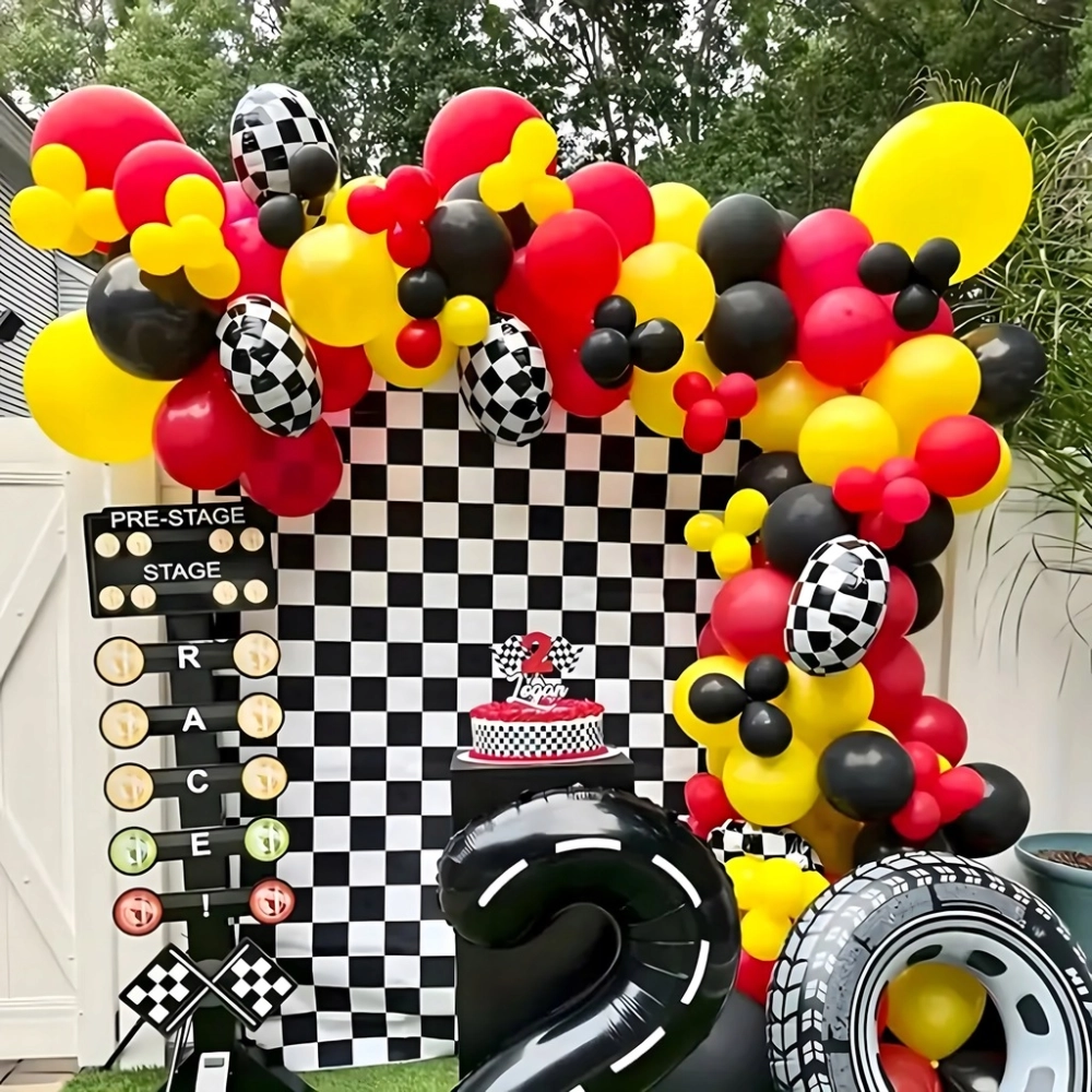 GIRLANDA BALONOWA BALONY ZESTAW URODZINOWY BALONÓW WYŚCIG FLAGA 148 SZT