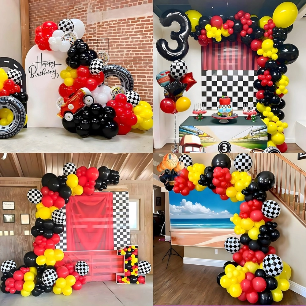 GIRLANDA BALONOWA BALONY ZESTAW URODZINOWY BALONÓW WYŚCIG FLAGA 148 SZT
