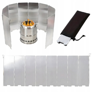 OSŁONA PRZECIWWIATROWA SKŁADANA PRZEGRODA OCHRONNA DO KUCHENKI ALUMINIOWA