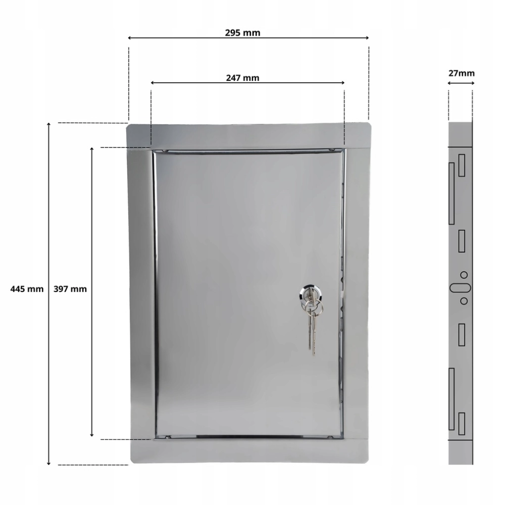 DRZWICZKI REWIZYJNE METALOWE NIERDZEWNE ZAMYKANE NA KLUCZ ZAMEK 25X40 CM