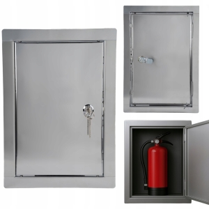 DRZWICZKI REWIZYJNE METALOWE NA ZAMEK KLUCZ 40X60 CM NIERDZEWNE SREBRNE