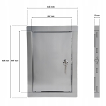 DRZWICZKI REWIZYJNE METALOWE NA ZAMEK KLUCZ 40X60 CM NIERDZEWNE SREBRNE