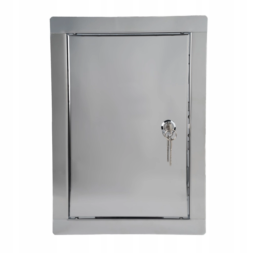 DRZWICZKI REWIZYJNE METALOWE NA ZAMEK KLUCZ 40X60 CM NIERDZEWNE SREBRNE