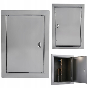 DRZWICZKI REWIZYJNE METALOWE NIERDZEWNE SZARE 15x30 CM ZAMYKANE NA ZATRZASK