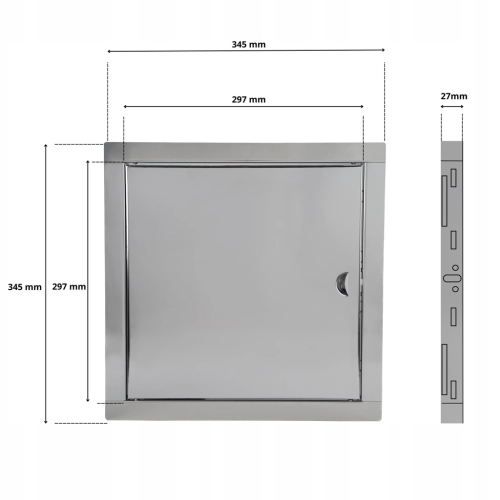 DRZWICZKI REWIZYJNE METALOWE NA ZATRZASK STAL NIERDZEWNA METAL 30x30 CM