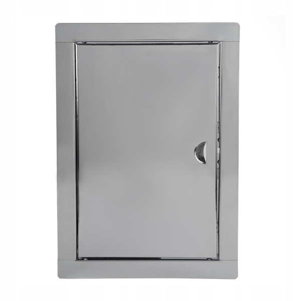 DRZWICZKI REWIZYJNE ZE STALI NIERDZEWNEJ NA ZATRZASK METAL 40x60 CM SREBRNE