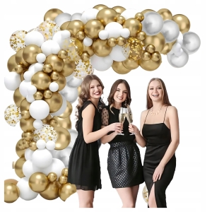 GIRLANDA BALONOWA ZESTAW BALONÓW NA URODZINY WESELE 110 SZT ZŁOTE BIAŁE