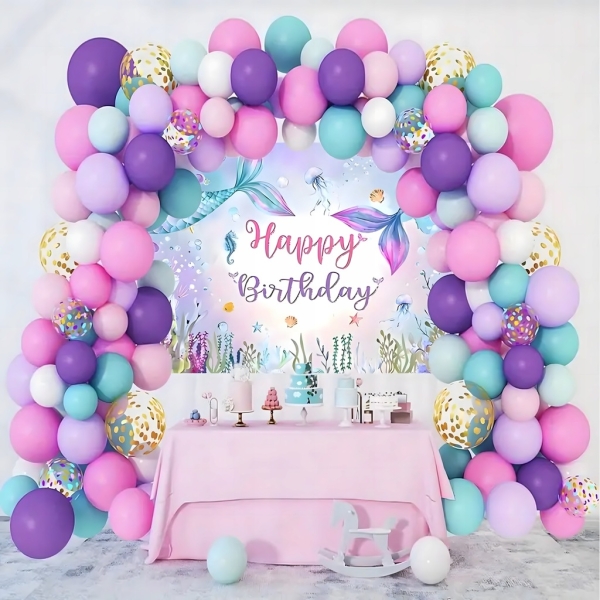 GIRLANDA BALONOWA ŁUK BALONÓW ZESTAW URODZINOWY BALONY SYRENKA 97 SZTUK