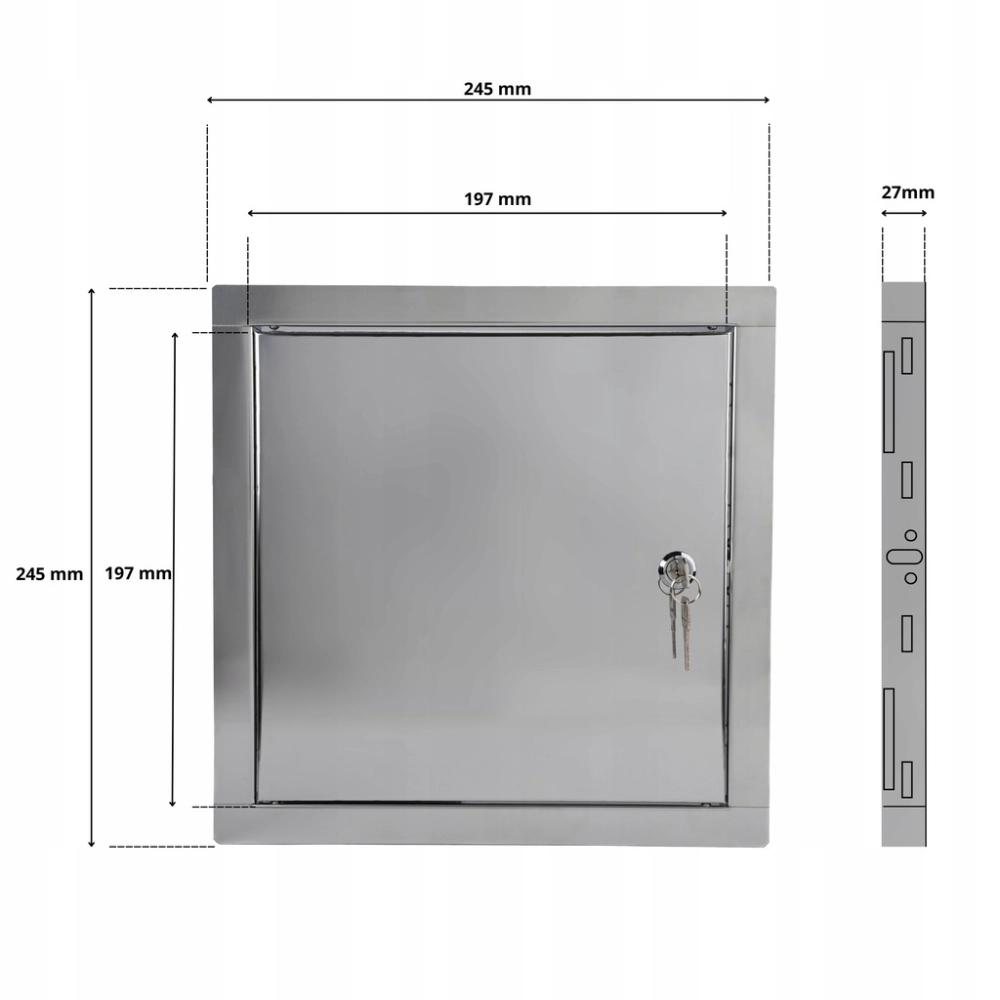 DRZWICZKI REWIZYJNE METALOWE NA ZAMEK KLUCZ 20x20 CM STAL NIERDZEWNA