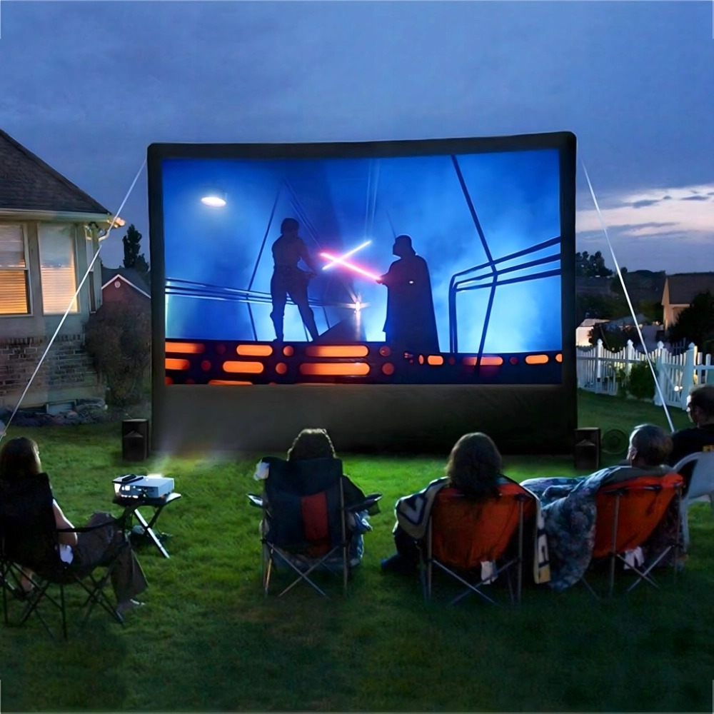 EKRAN FILMOWY PROJEKCYJNY DO PROJEKTORA DMUCHANE KINO OGRODOWE Z DMUCHAWĄ