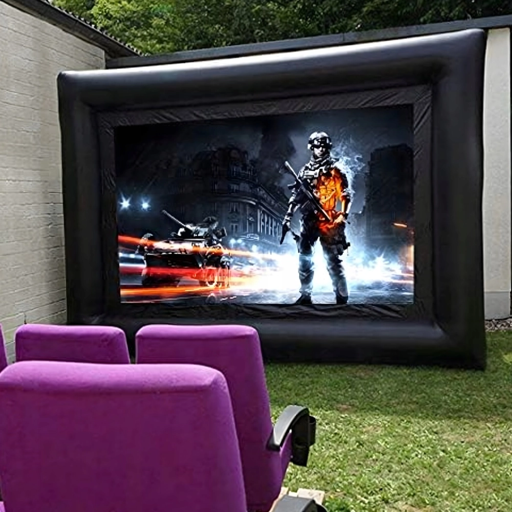EKRAN FILMOWY PROJEKCYJNY DO PROJEKTORA DMUCHANE KINO OGRODOWE Z DMUCHAWĄ