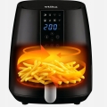 FRYTKOWNICA BEZTŁUSZCZOWA FRYTOWNICA AIR FRYER DUŻA MISA KOSZ 4L CZARNA