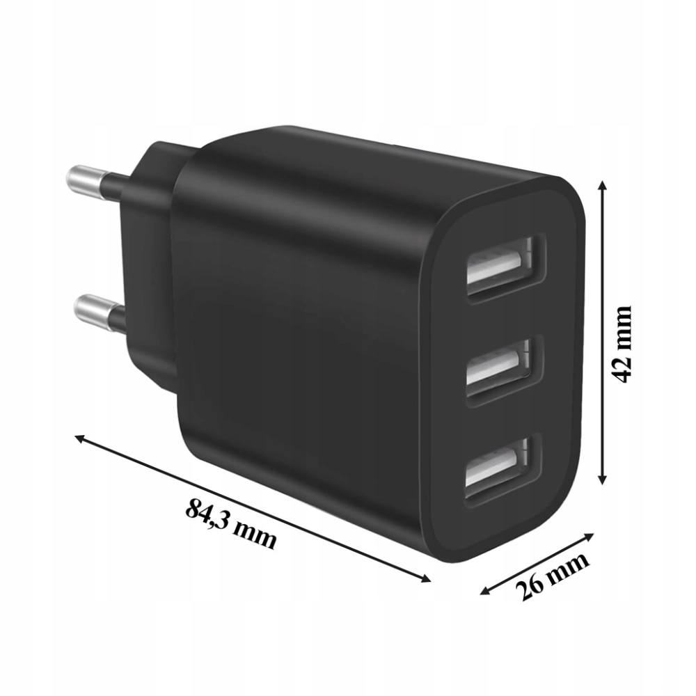 ŁADOWARKA SIECIOWA MOCNA KOSTKA 3 USB UNIWERSALNA SZYBKA 3 PORTY 5V 3,4A