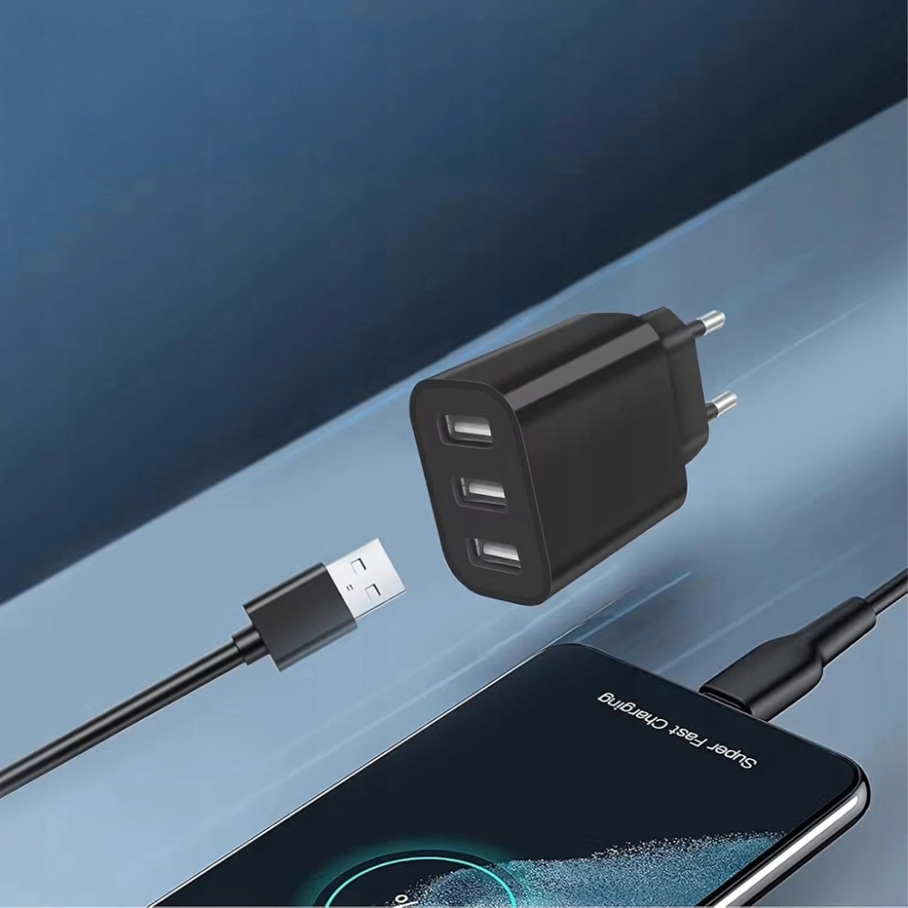 ŁADOWARKA SIECIOWA MOCNA KOSTKA 3 USB UNIWERSALNA SZYBKA 3 PORTY 5V 3,4A