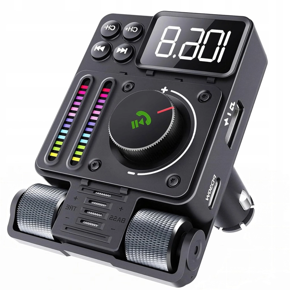 TRANSMITER SAMOCHODOWY RADIO FM NADAJNIK BLUETOOTH 5,3 PD ŁADOWARKA 30W