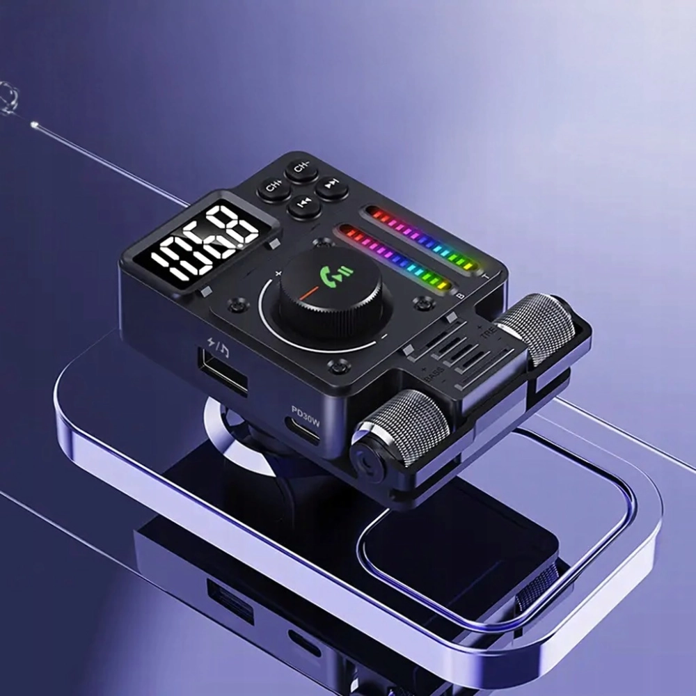 TRANSMITER SAMOCHODOWY RADIO FM NADAJNIK BLUETOOTH 5,3 PD ŁADOWARKA 30W