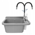 ZLEW KOMORA GOSPODARCZA SZARA 60 CM KOMPLET ELASTYCZNA BATERIA DOZOWNIK