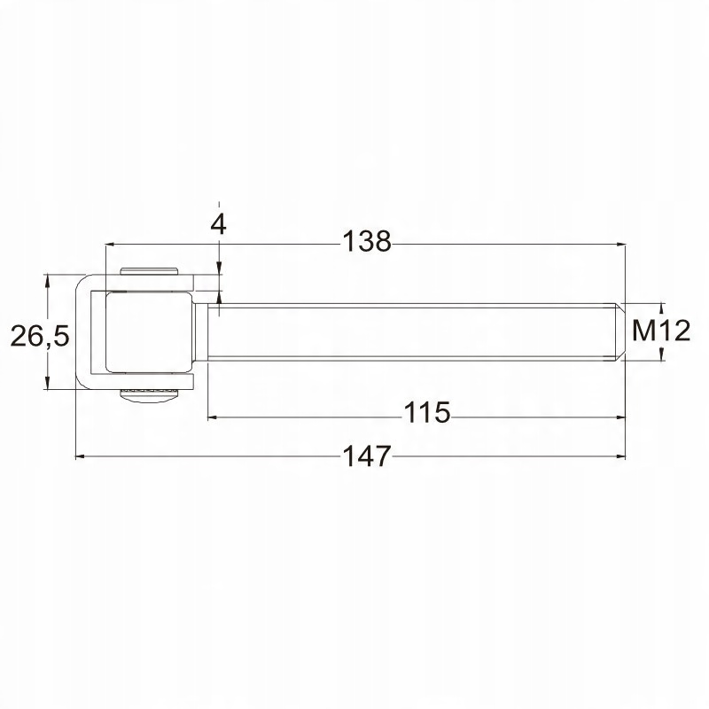 ZAWIAS REGULOWANY PRZEDŁUŻANY DO BRAM SKRZYDŁOWYCH FURTEK M12X150/138/4 MM