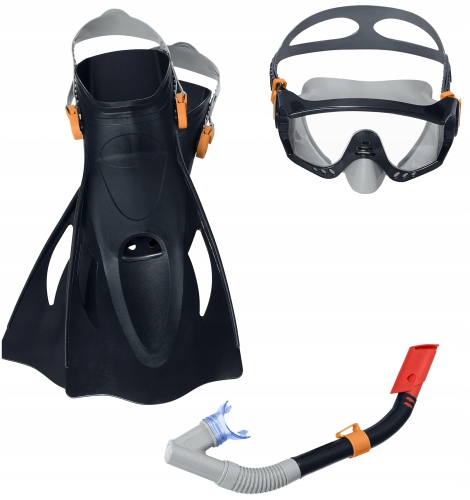 ZESTAW DO NURKOWANIA PŁYWANIA SNORKELINGU MASKA PŁETWY RURKA KOMPLET CZARNY