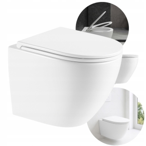 MISA TOALETOWA CERAMICZNA PODWIESZANA BEZKOŁNIERZOWA DESKA WOLNOOPADAJĄCA