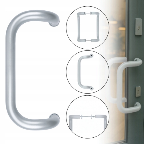 POCHWYT SREBRNY UCHWYT M2 DO DRZWI PODWÓJNY ANTABA DRZWIOWA 300 mm ALU