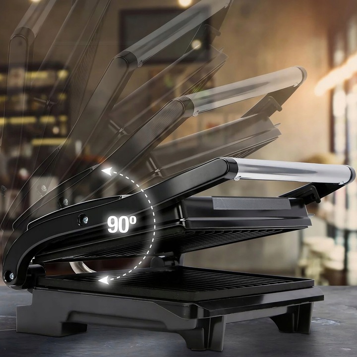 GRILL ELEKTRYCZNY BEZTŁUSZCZOWY OPIEKACZ SKŁADANY TOSTER KONTAKTOWY 750W