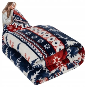 KOC ŚWIĄTECZNY ZIMOWY CIEPŁA MIĘKKA NARZUTA 120X150 CM DEKORACJA NA ŚWIĘTA