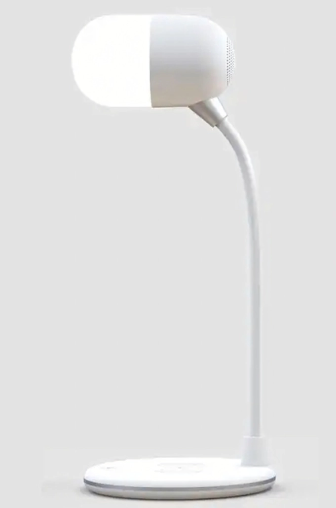 LAMPKA NOCNA SZKOLNA BIURKOWA INDUKCYJNA ŁADOWARKA GŁOŚNIK BLUETOOTH BIAŁA