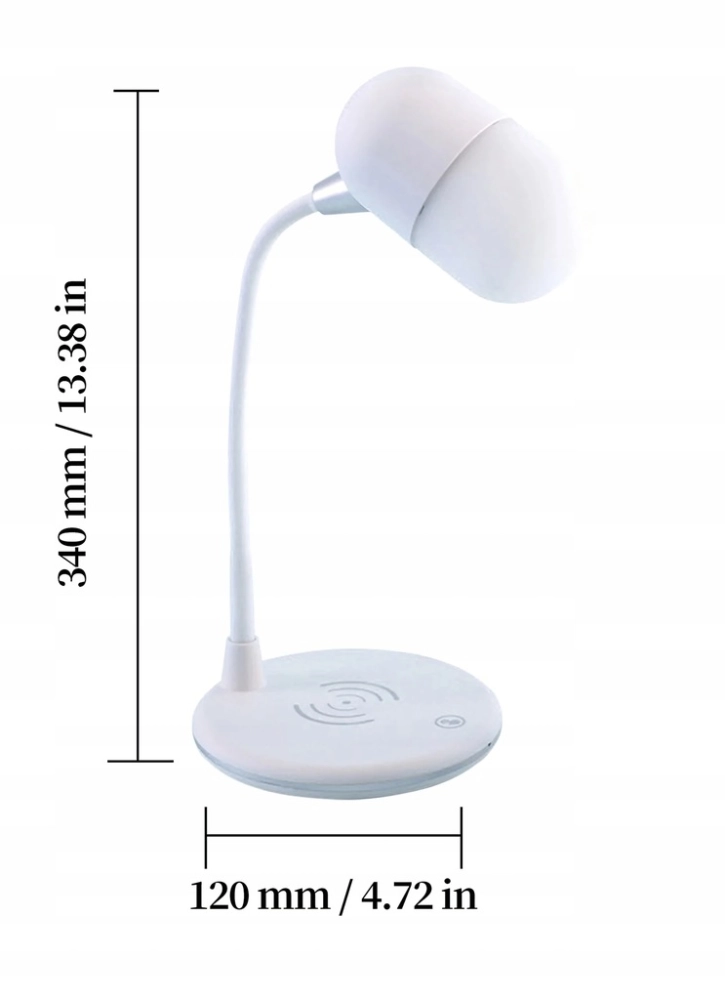 LAMPKA NOCNA SZKOLNA BIURKOWA INDUKCYJNA ŁADOWARKA GŁOŚNIK BLUETOOTH BIAŁA