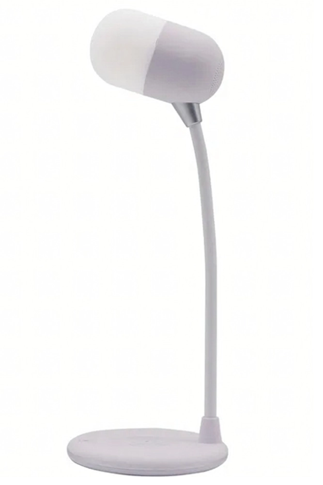 LAMPKA NOCNA SZKOLNA BIURKOWA INDUKCYJNA ŁADOWARKA GŁOŚNIK BLUETOOTH BIAŁA